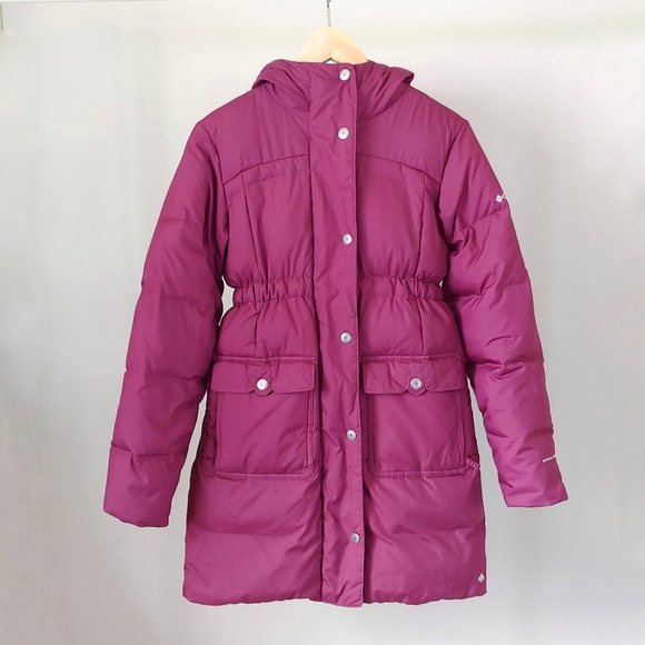 Columbia Girls Snow Escape Hooded Winter Down Puffer Long Jacket Size 14 / 16 - Picture 2 of 16